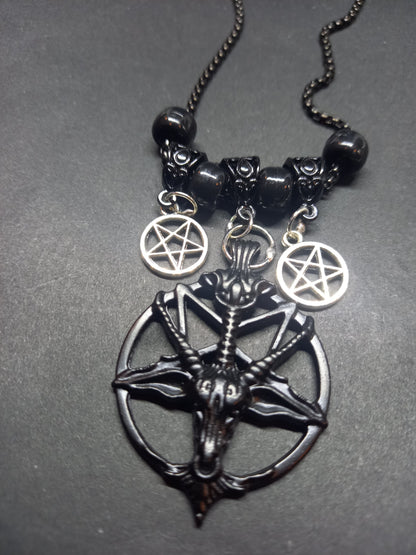 Goth Gothic Witchy killstar witch witchcraft Occult Satanic satanic temple "Goat of Mendes/Baphomet with inverted pentagrams" necklace
