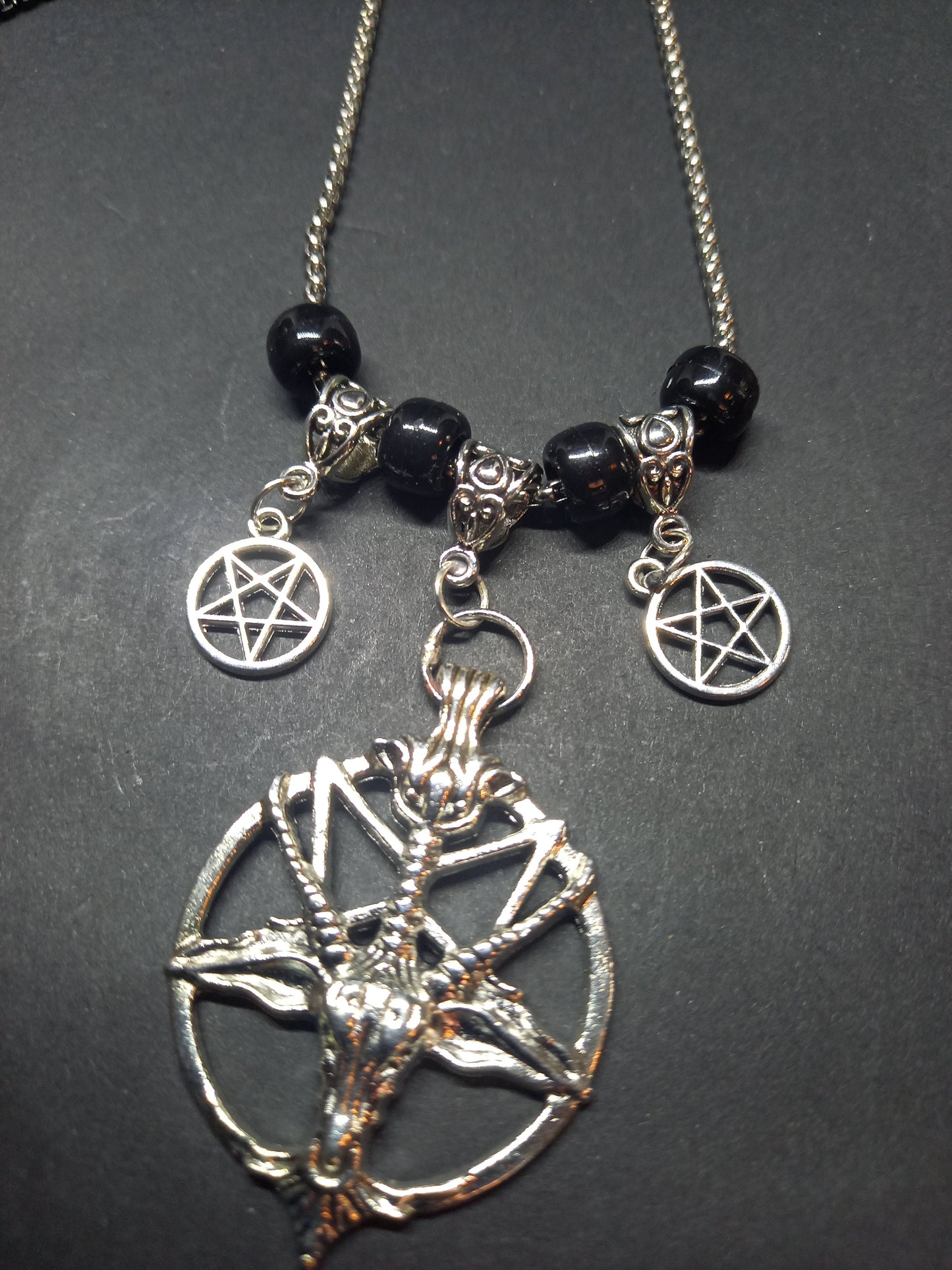 Goth Gothic Witchy killstar witch witchcraft Occult Satanic satanic temple "Goat of Mendes/Baphomet with inverted pentagrams" necklace