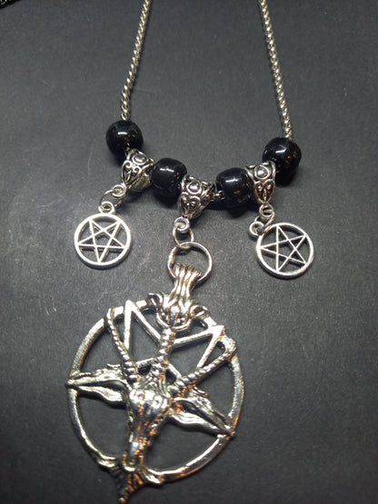 Goth Gothic Witchy killstar witch witchcraft Occult Satanic satanic temple "Goat of Mendes/Baphomet with inverted pentagrams" necklace