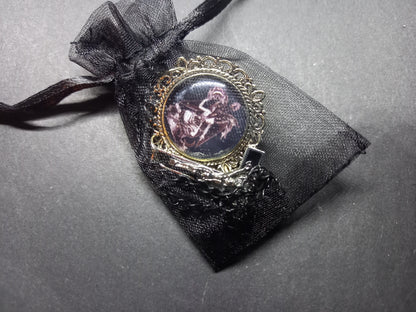 Oddity curiosity goth gothic witchy killstar magic magick occult occultist " Ornate Satanic Baphomet Brooch" with chains and inverted crucifix