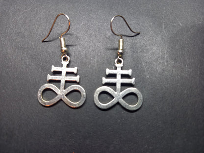 Goth Gothic Witchy killstar witch witchcraft Occult Oddity curiosity "Cross of Satan /Leviathan Cross" metal earrings