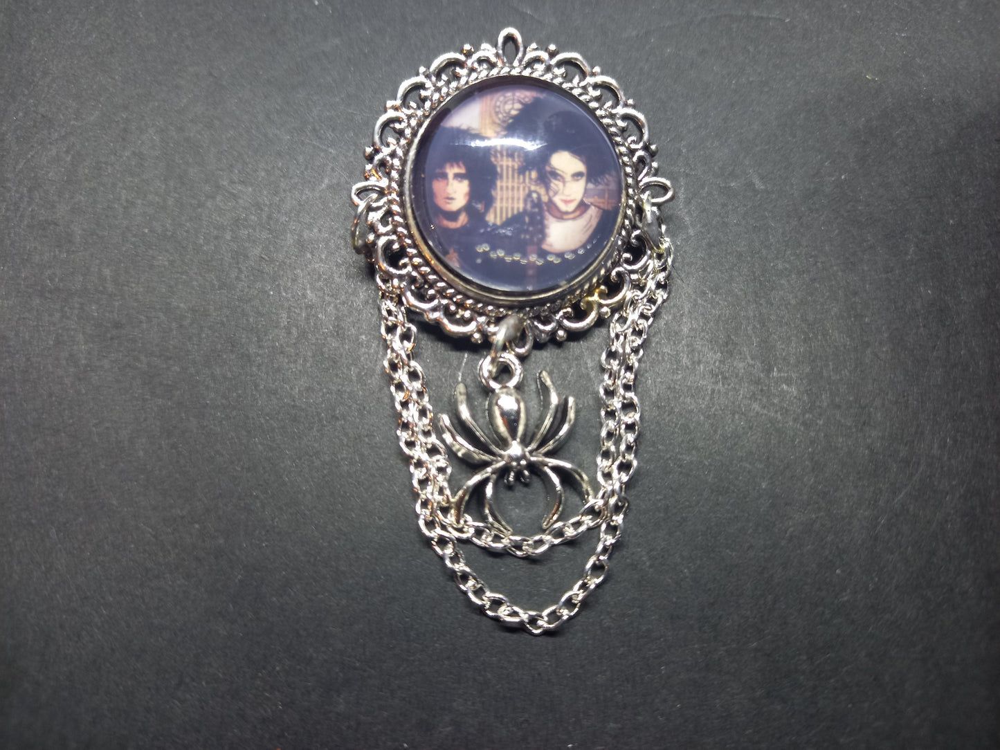 Goth Gothic Alternative  Siouxsie Sioux & Robert Smith  ,American Gothic inspired Deluxe ornate brooch/pin with choice of charm