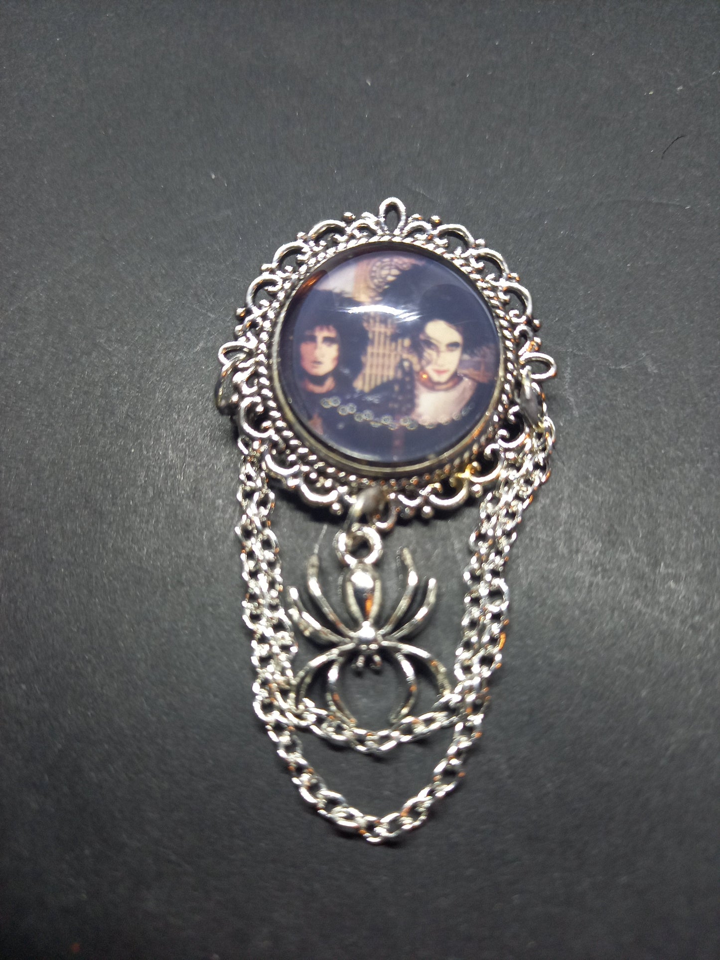 Goth Gothic Alternative  Siouxsie Sioux & Robert Smith  ,American Gothic inspired Deluxe ornate brooch/pin with choice of charm
