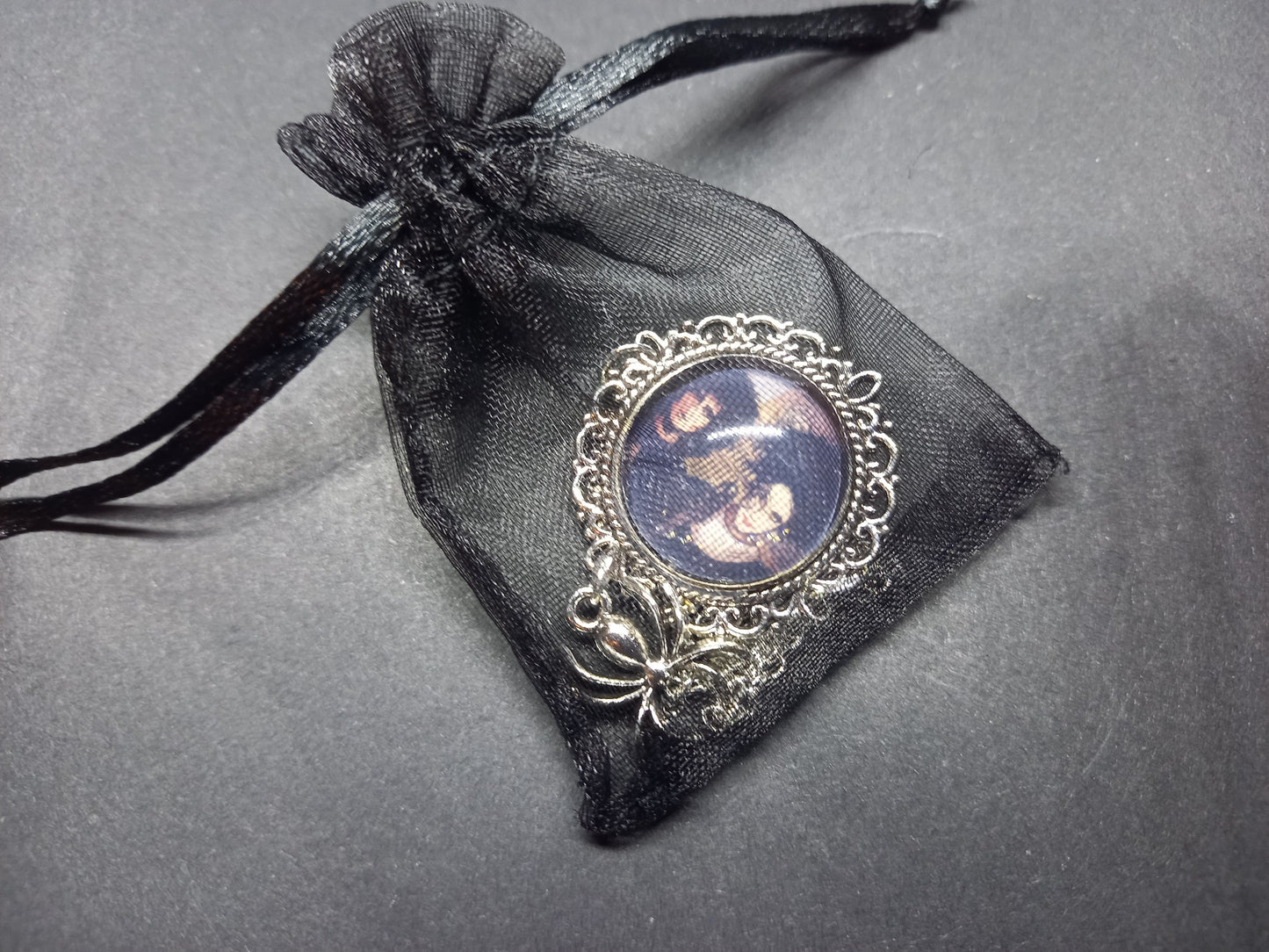 Goth Gothic Alternative  Siouxsie Sioux & Robert Smith  ,American Gothic inspired Deluxe ornate brooch/pin with choice of charm