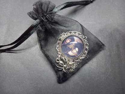 Goth Gothic Alternative  Siouxsie Sioux & Robert Smith  ,American Gothic inspired Deluxe ornate brooch/pin with choice of charm