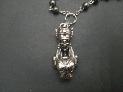 Goth Gothic Witchy Egyptian "Female Skull Pharaoh " rosary with ankh details
