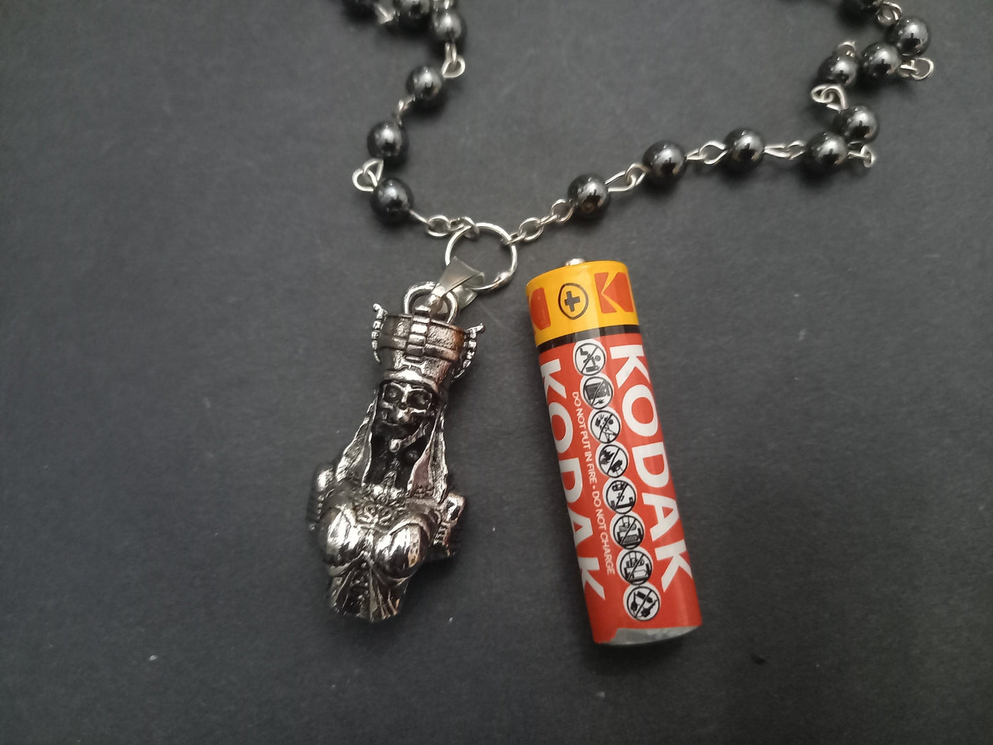 Goth Gothic Witchy Egyptian "Female Skull Pharaoh " rosary with ankh details