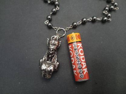 Goth Gothic Witchy Egyptian "Female Skull Pharaoh " rosary with ankh details