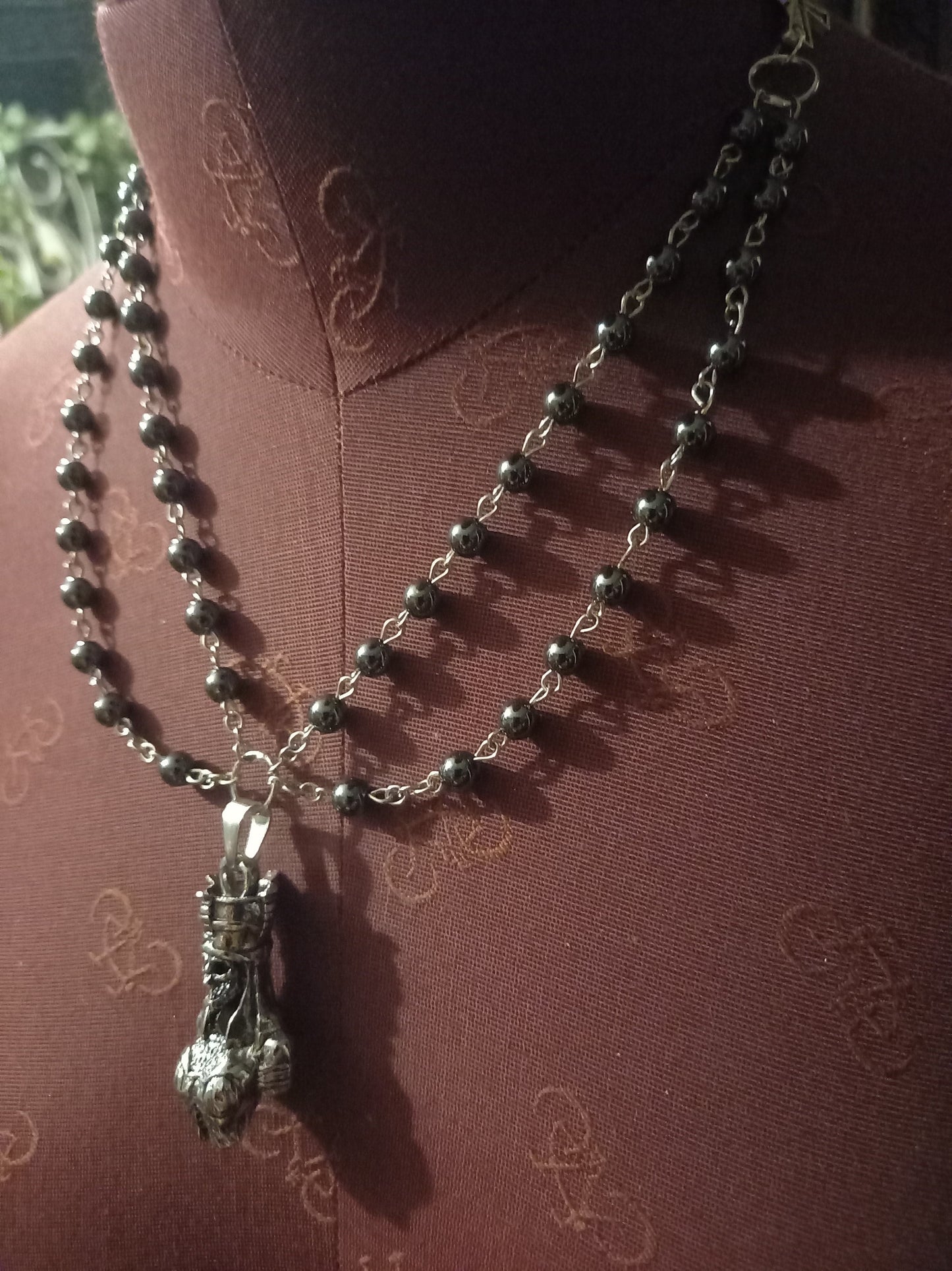 Goth Gothic Witchy Egyptian "Female Skull Pharaoh " rosary with ankh details