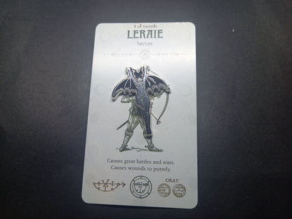 Occult Satanic large black and silver enamel "Lilith/Bat woman" inspired pin badge