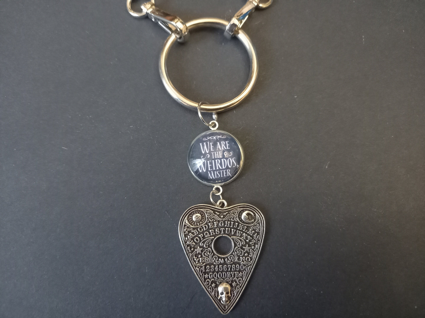 Goth Gothic Witchy Witchcraft killstar Occult "we are the weirdos mister slogan with choice of occult datil Dog clip necklace"