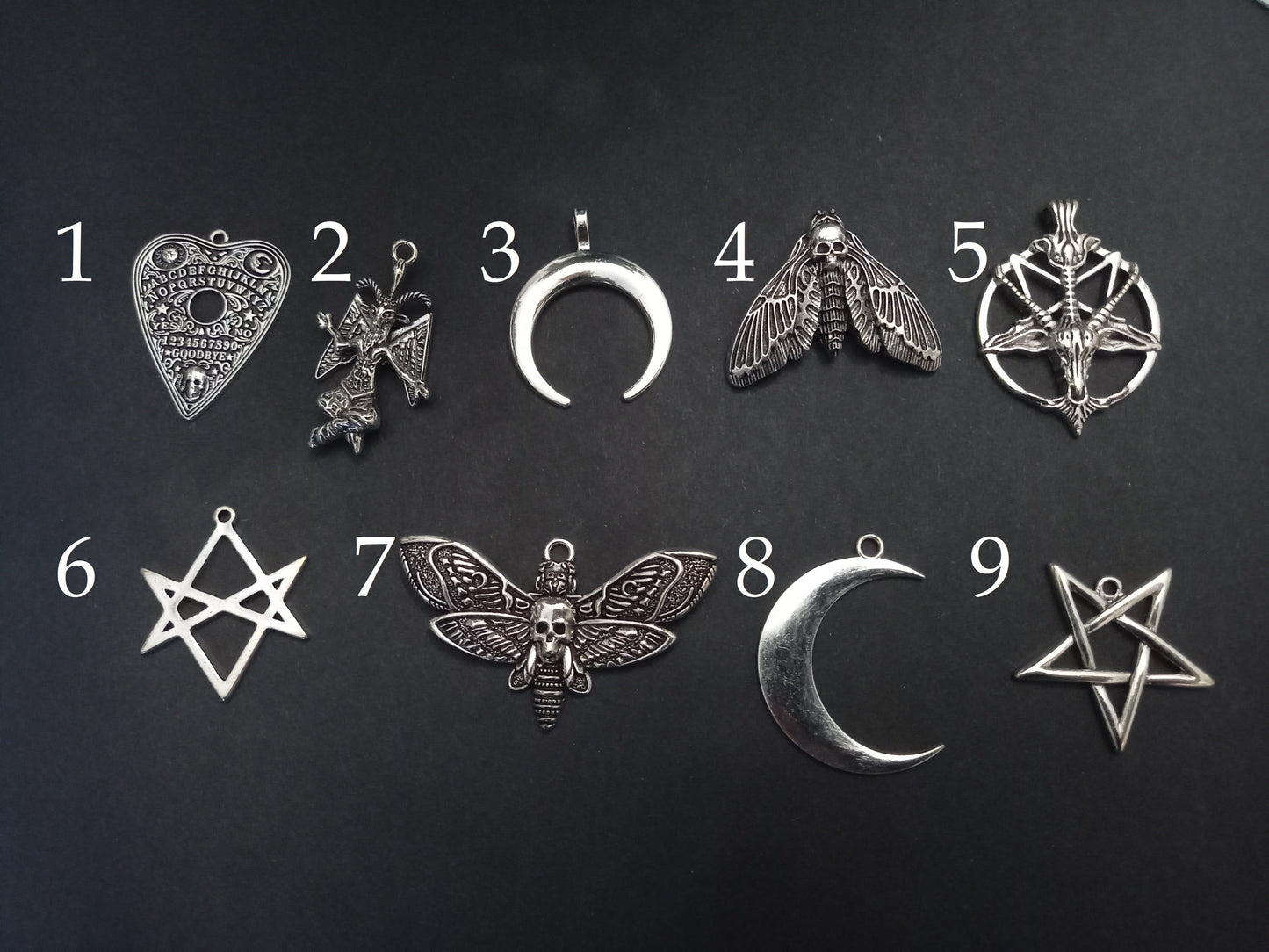 Goth Gothic Witchy Witchcraft killstar Occult "Strange & Unusual" slogan with choice of occult datil Dog clip necklace" (Copy)