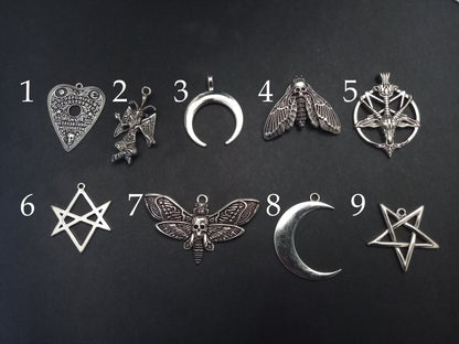 Goth Gothic Witchy Witchcraft killstar Occult "Strange & Unusual" slogan with choice of occult datil Dog clip necklace" (Copy)