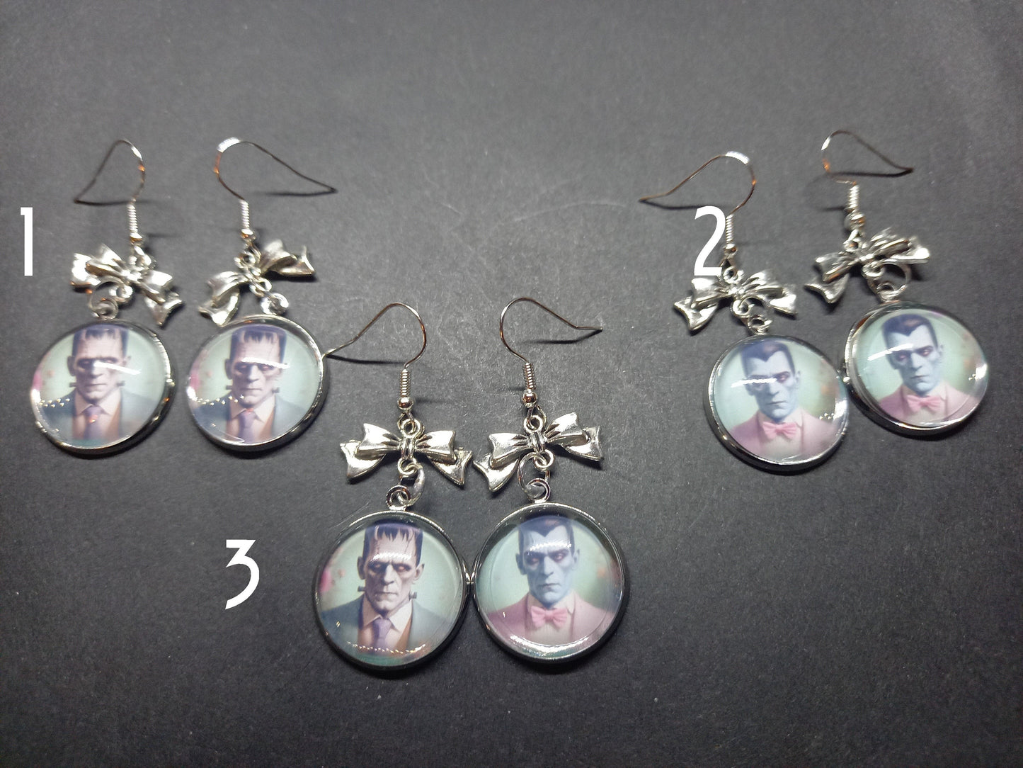 Goth Gothic Alternative "Tiki Frankenstein's monster  & Dracula " inspired deadly divine earrings