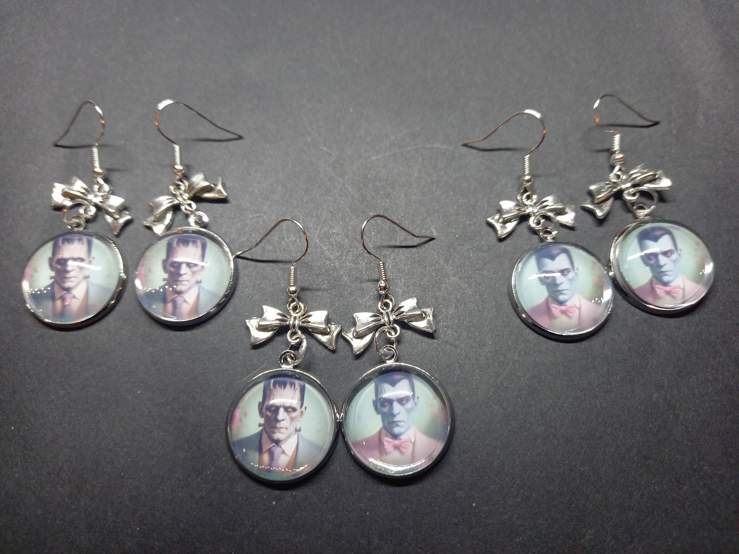 Goth Gothic Alternative "Tiki Frankenstein's monster  & Dracula " inspired deadly divine earrings