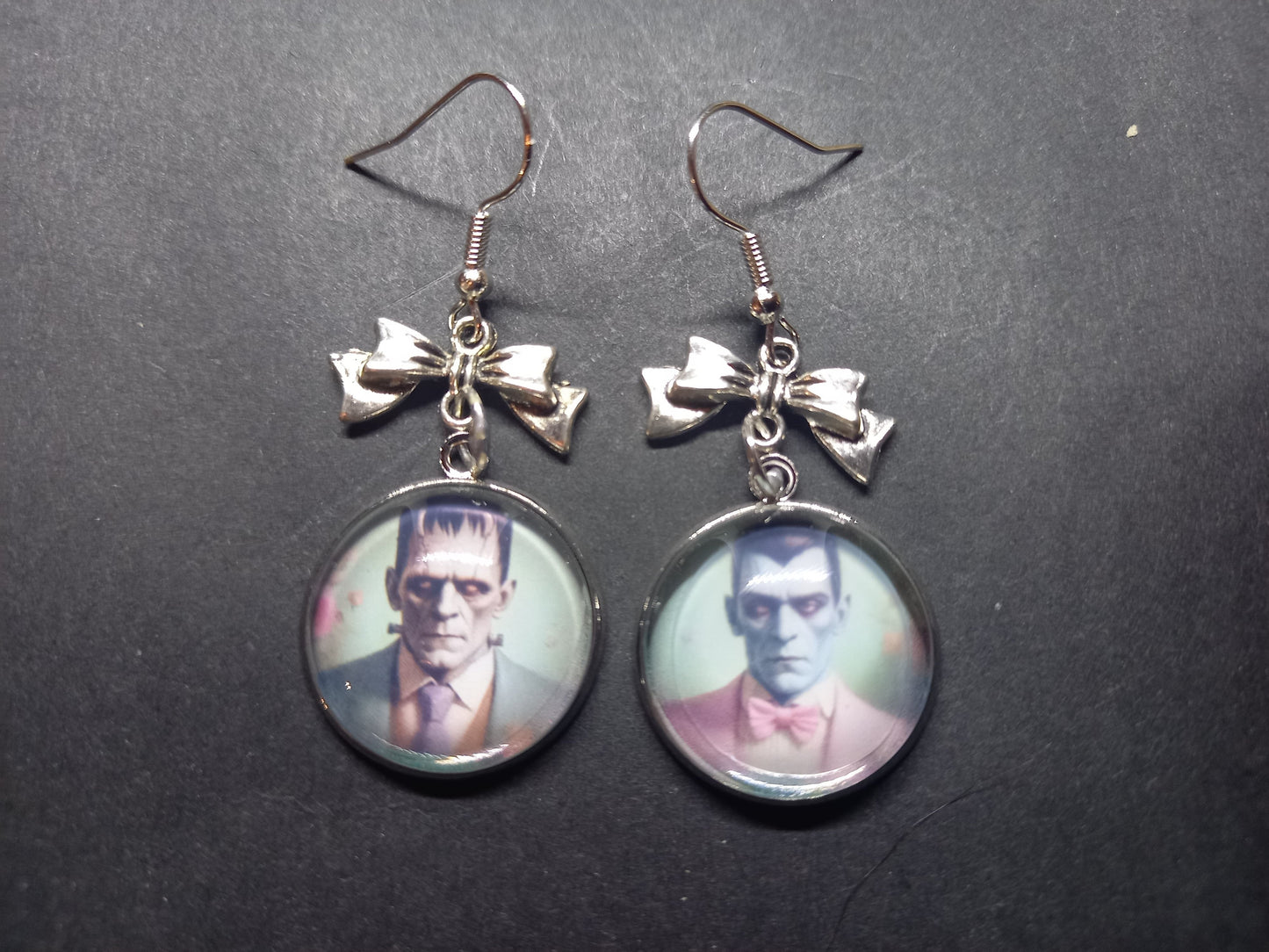 Goth Gothic Alternative "Tiki Frankenstein's monster  & Dracula " inspired deadly divine earrings