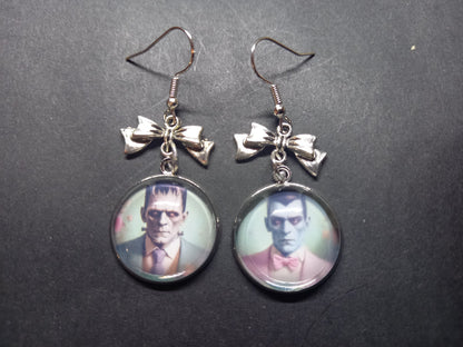 Goth Gothic Alternative "Tiki Frankenstein's monster  & Dracula " inspired deadly divine earrings