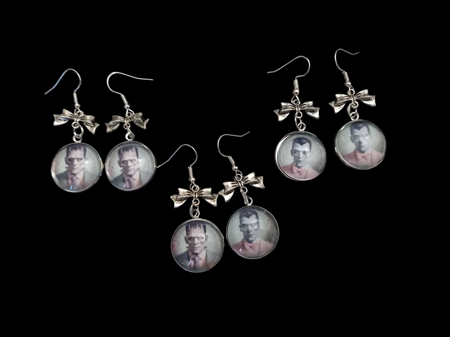 Goth Gothic Alternative "Tiki Frankenstein's monster  & Dracula " inspired deadly divine earrings
