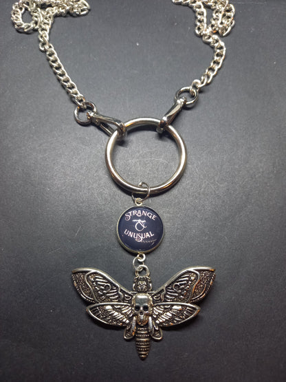 Goth Gothic Witchy Witchcraft killstar Occult "Strange & Unusual" slogan with choice of occult datil Dog clip necklace" (Copy)
