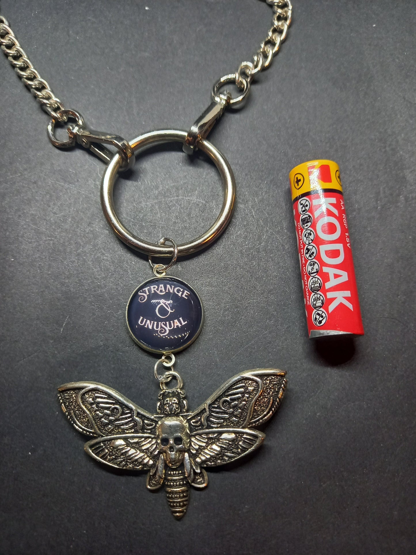Goth Gothic Witchy Witchcraft killstar Occult "Strange & Unusual" slogan with choice of occult datil Dog clip necklace" (Copy)