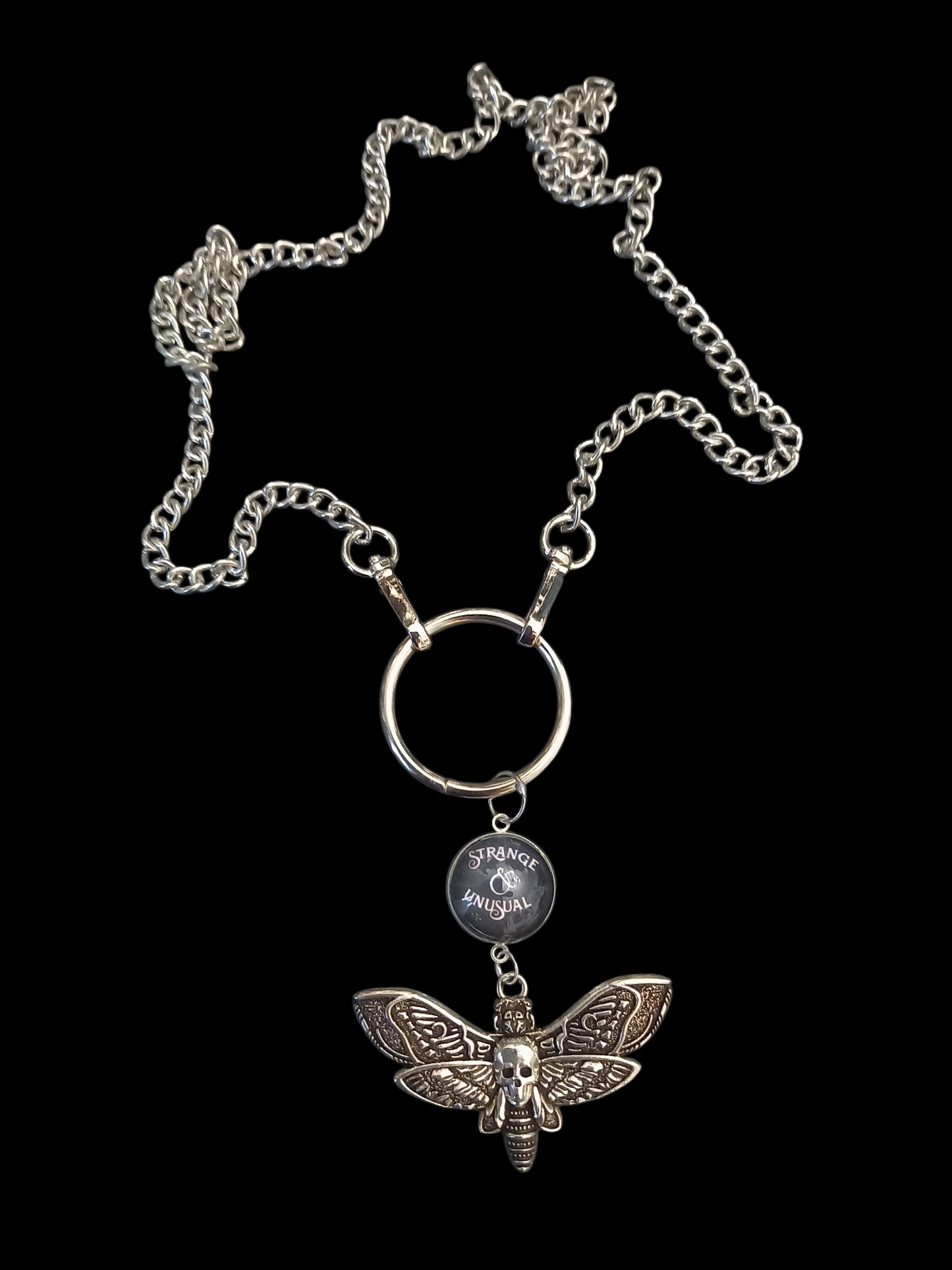 Goth Gothic Witchy Witchcraft killstar Occult "Strange & Unusual" slogan with choice of occult datil Dog clip necklace" (Copy)