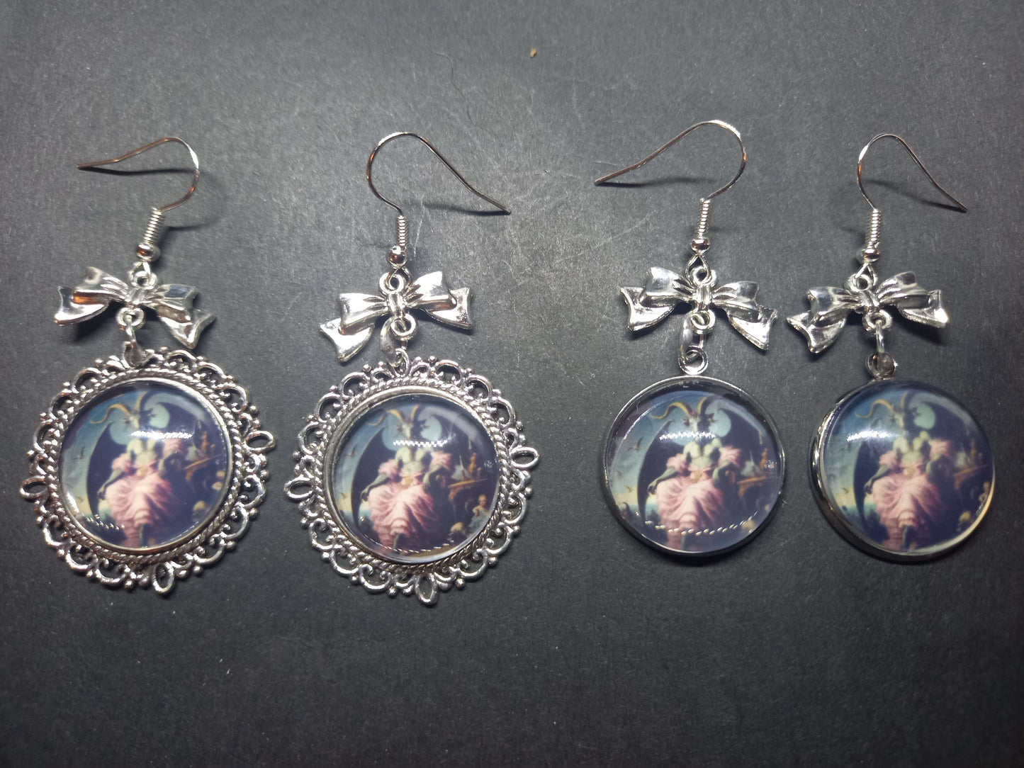 Goth Gothic Occult Satanic Tiki Lounge inspired " Ornate Satanic Deadly Divine earrings" in ornate or plain