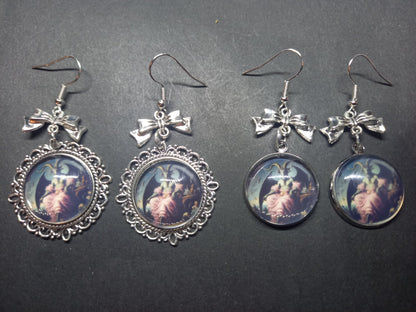 Goth Gothic Occult Satanic Tiki Lounge inspired " Ornate Satanic Deadly Divine earrings" in ornate or plain