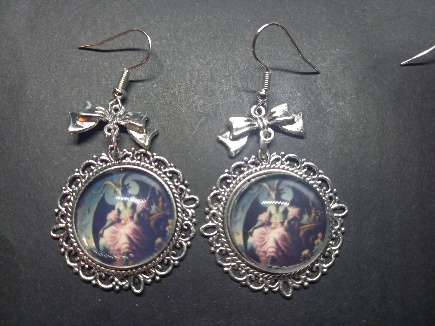 Goth Gothic Occult Satanic Tiki Lounge inspired " Ornate Satanic Deadly Divine earrings" in ornate or plain