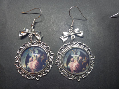 Goth Gothic Occult Satanic Tiki Lounge inspired " Ornate Satanic Deadly Divine earrings" in ornate or plain