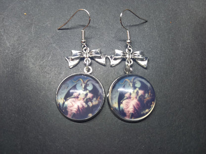 Goth Gothic Occult Satanic Tiki Lounge inspired " Ornate Satanic Deadly Divine earrings" in ornate or plain