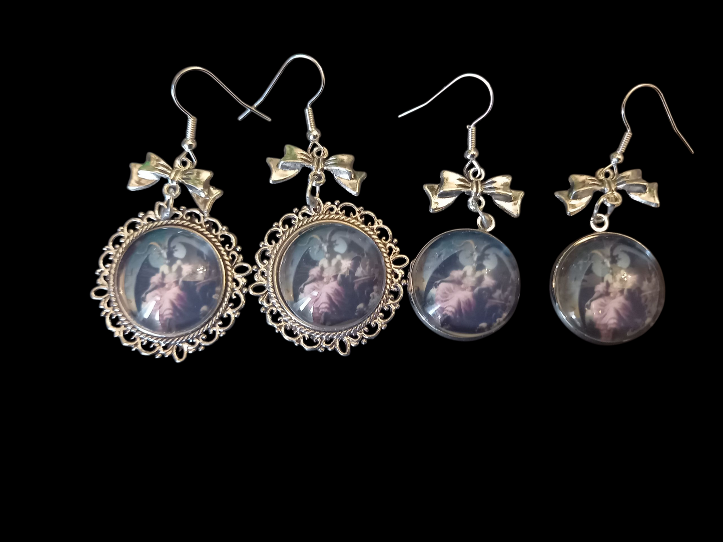 Goth Gothic Occult Satanic Tiki Lounge inspired " Ornate Satanic Deadly Divine earrings" in ornate or plain