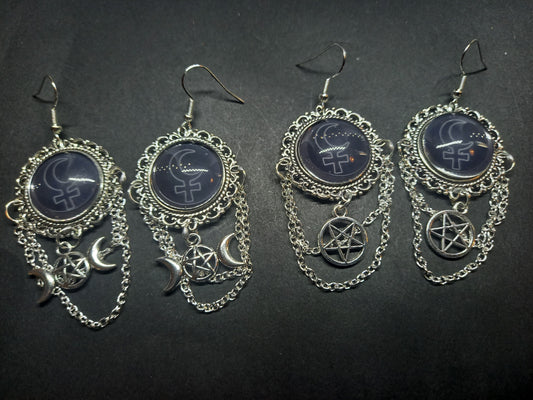 Goth Gothic Witchy fashion Church of Satan Occult Satanic "Symbol of Lilith" deluxe Earrings