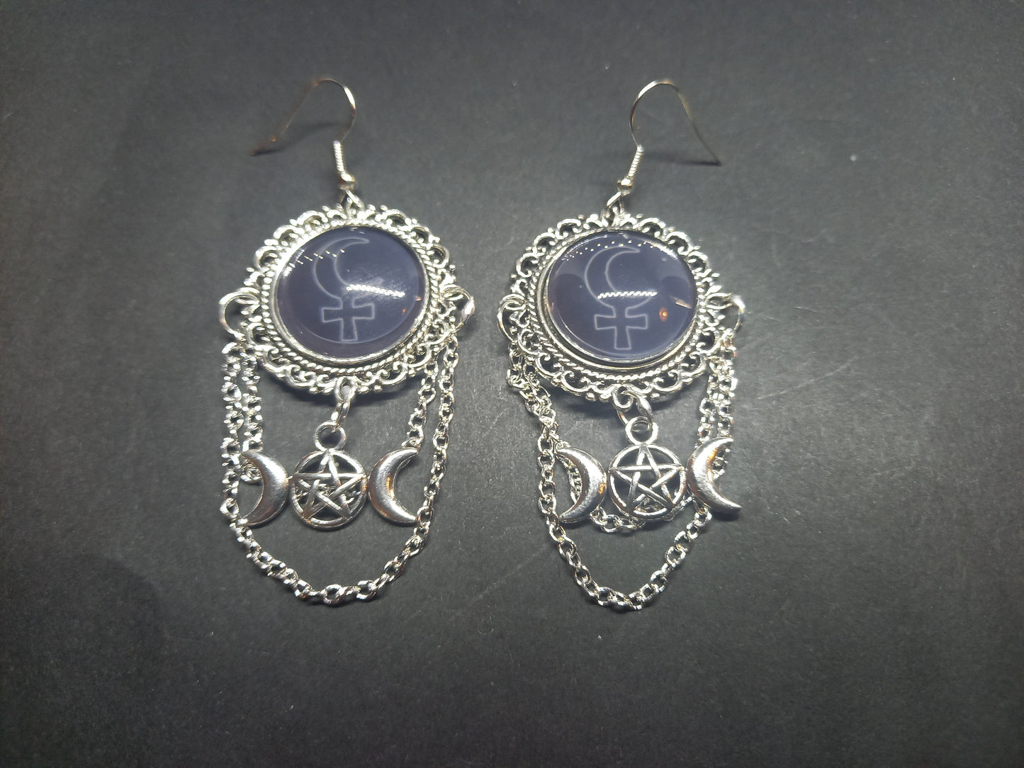 Goth Gothic Witchy fashion Church of Satan Occult Satanic "Symbol of Lilith" deluxe Earrings