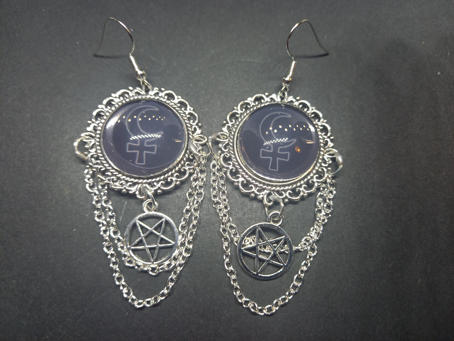 Goth Gothic Witchy fashion Church of Satan Occult Satanic "Symbol of Lilith" deluxe Earrings