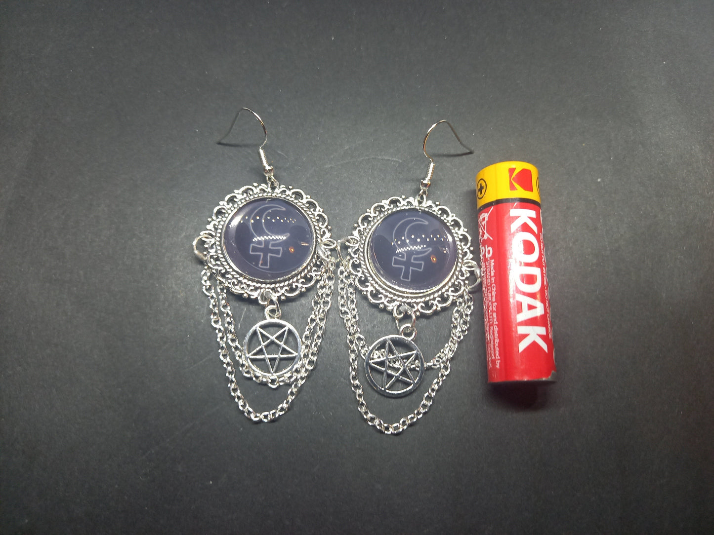 Goth Gothic Witchy fashion Church of Satan Occult Satanic "Symbol of Lilith" deluxe Earrings