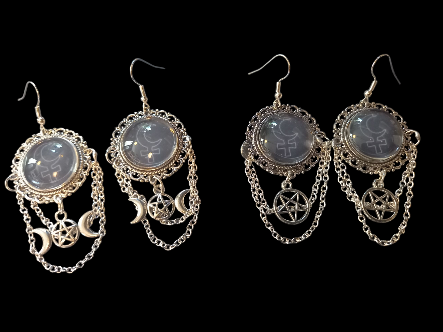 Goth Gothic Witchy fashion Church of Satan Occult Satanic "Symbol of Lilith" deluxe Earrings