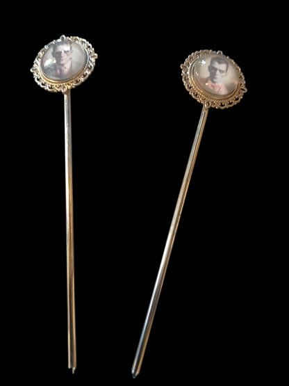 Goth Gothic Witchy Psychobilly tiki "Frank & Drac" hair sticks