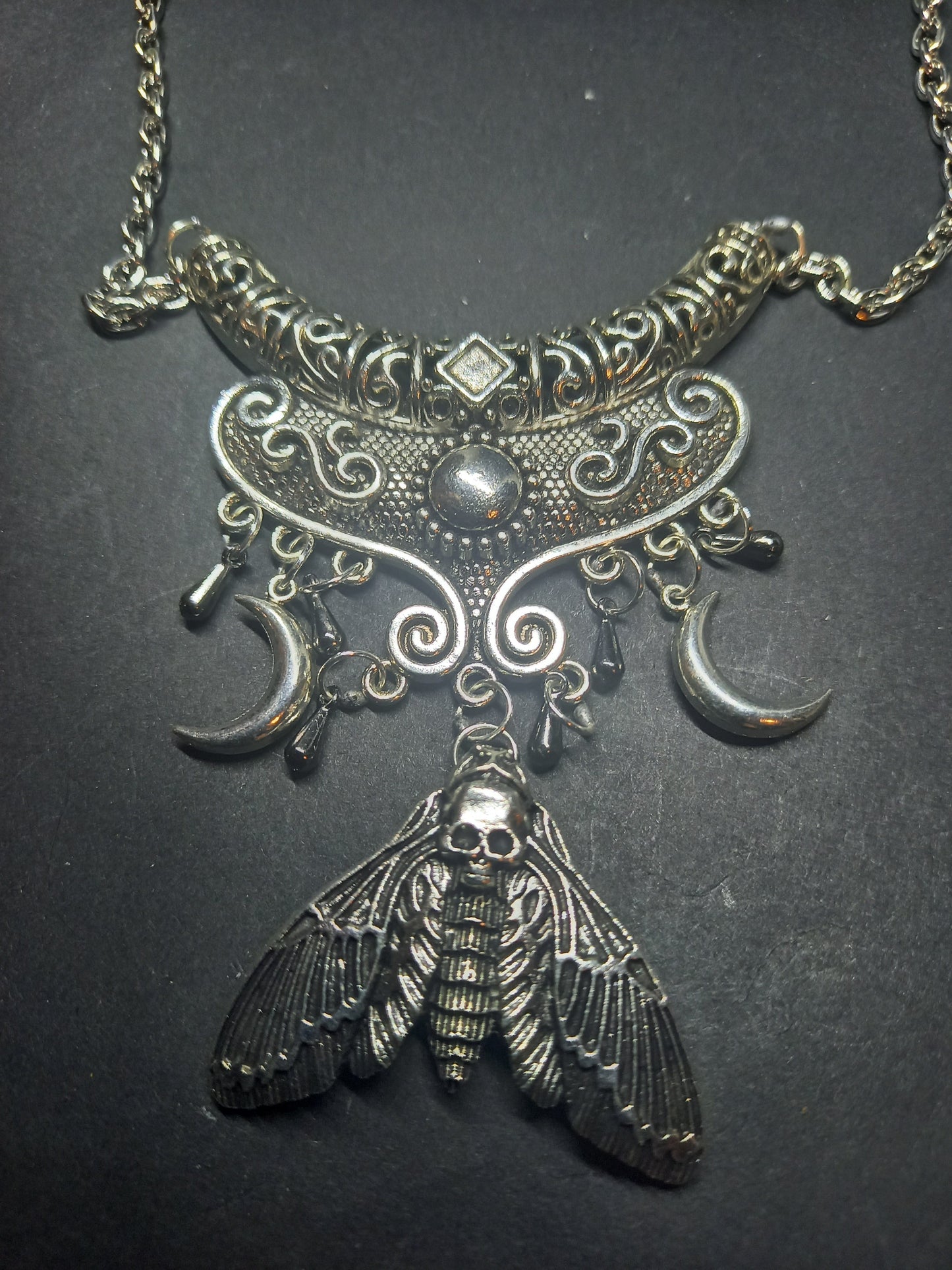 Goth Gothic Witchy Witch Witchcraft Occult satanic Pagan Wicca Boohoo style Death head moth V2 with moons