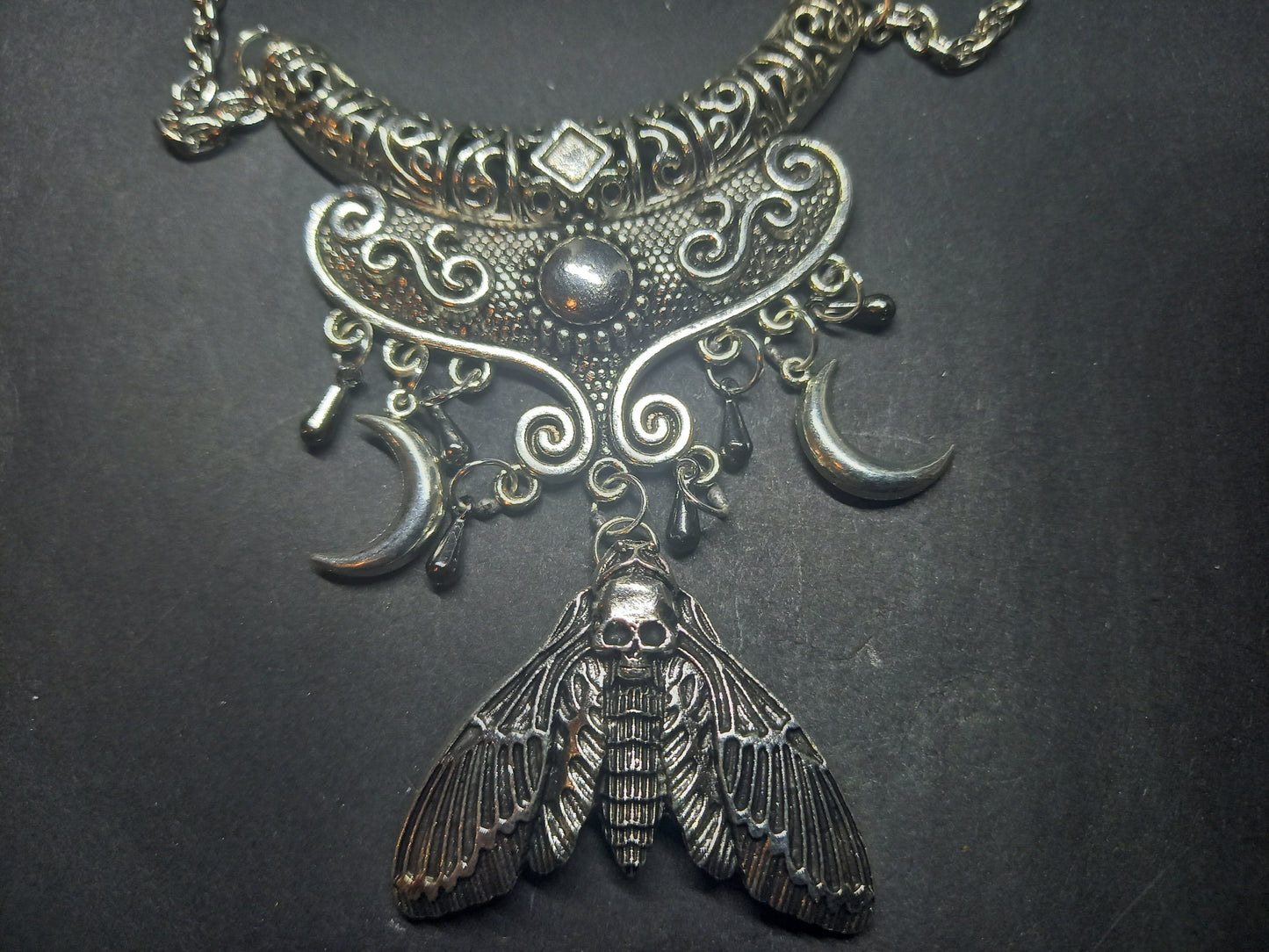 Goth Gothic Witchy Witch Witchcraft Occult satanic Pagan Wicca Boohoo style Death head moth V2 with moons