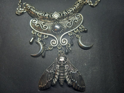 Goth Gothic Witchy Witch Witchcraft Occult satanic Pagan Wicca Boohoo style Death head moth V2 with moons