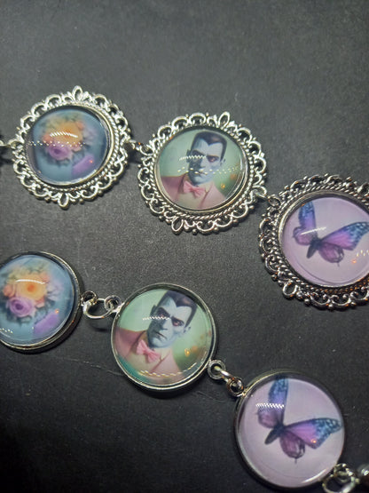 Bracelets , Tiki inspired "Frank & Drac" : Goth Gothic alternative Psychobilly
