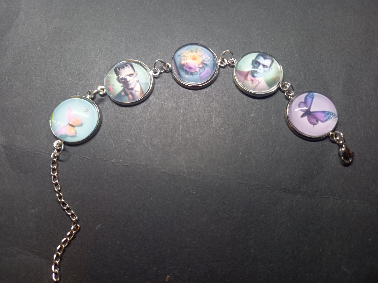 Bracelets , Tiki inspired "Frank & Drac" : Goth Gothic alternative Psychobilly