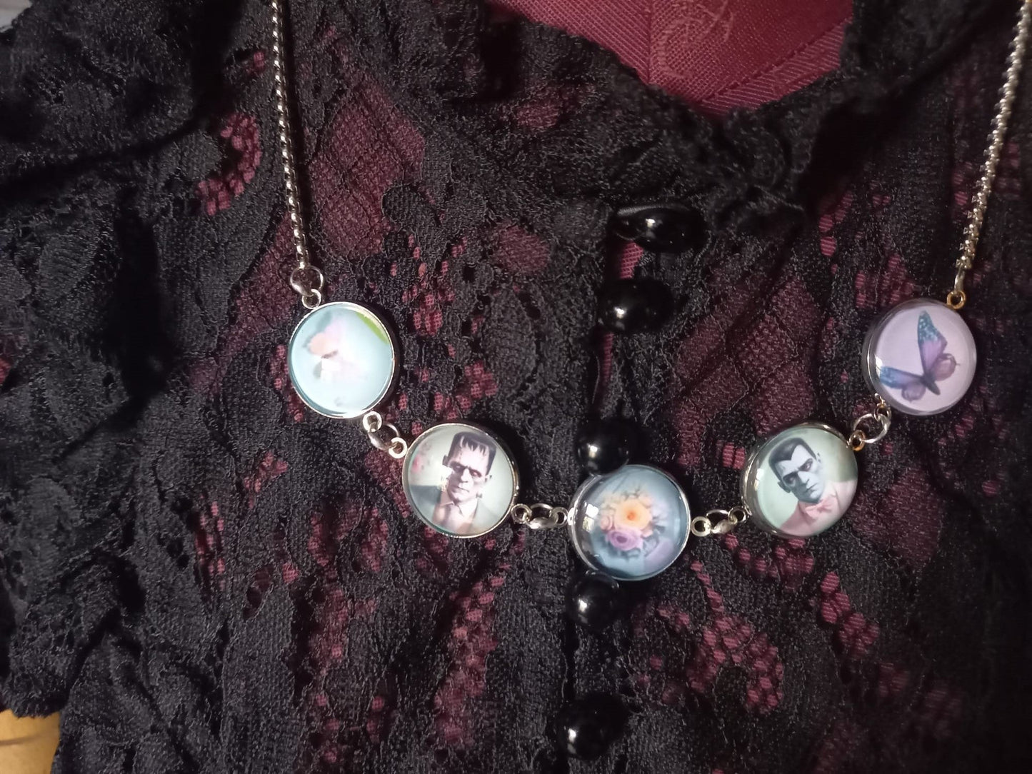 Goth Gothic alternative Psychobilly Tiki inspired "Frank & Drac" Necklace