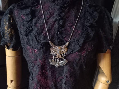 Goth Gothic Witchy Witch Witchcraft Occult satanic Pagan Wicca Boohoo style Death head moth V1 with moons