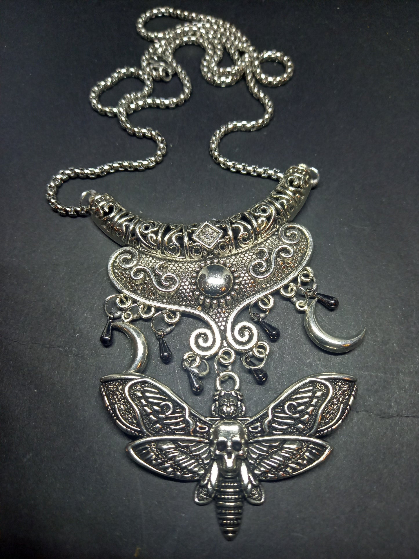 Goth Gothic Witchy Witch Witchcraft Occult satanic Pagan Wicca Boohoo style Death head moth V1 with moons