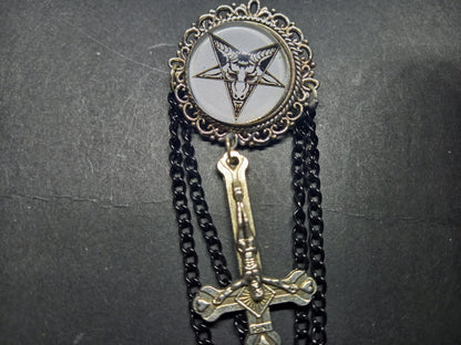 Oddity curiosity goth gothic witchy killstar magic magick occult occultist "Stylized Sigil Of Satan" with chains and inverted crucifix