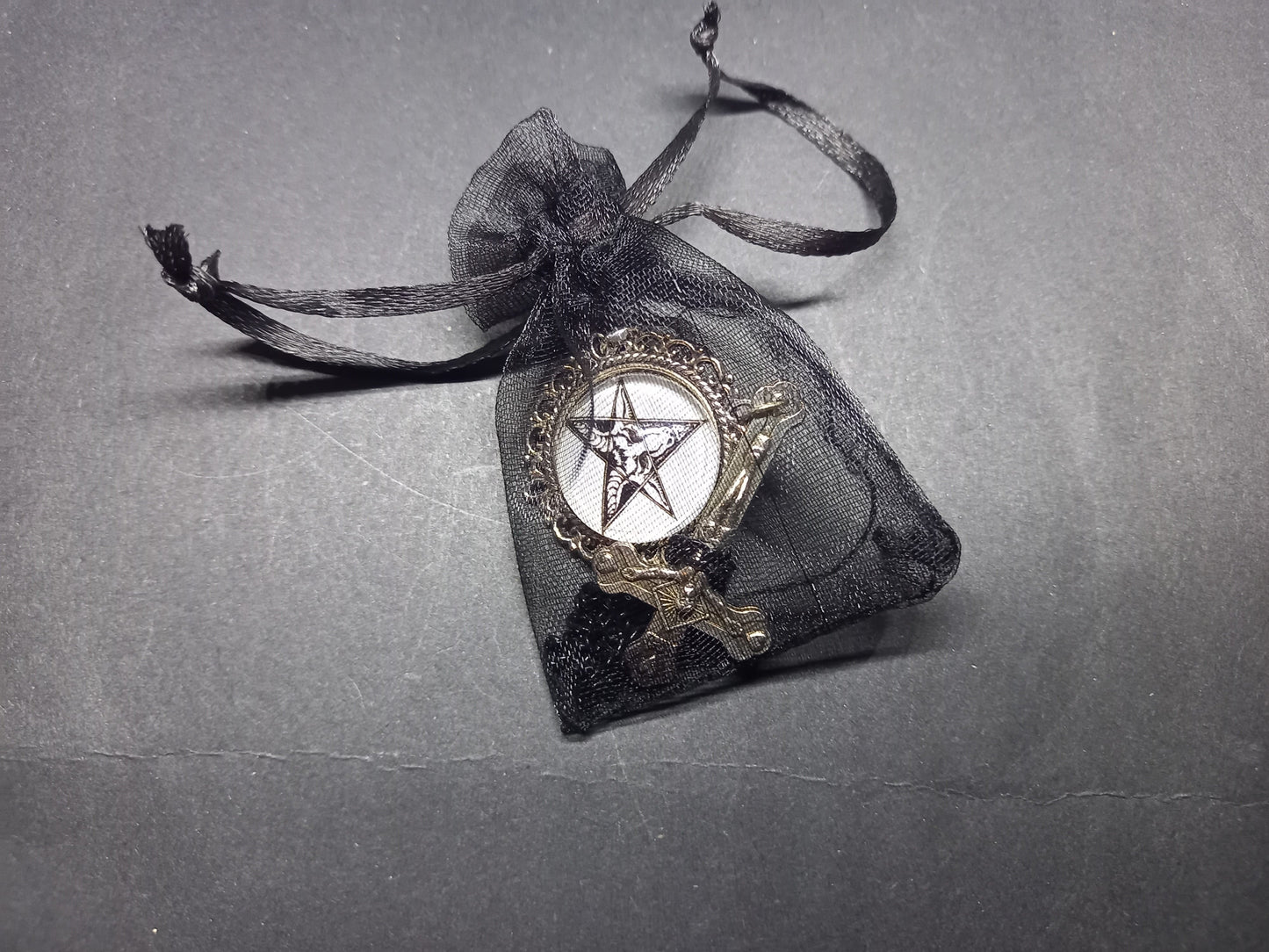 Oddity curiosity goth gothic witchy killstar magic magick occult occultist "Stylized Sigil Of Satan" with chains and inverted crucifix