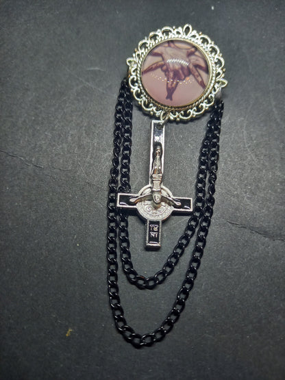 Oddity curiosity goth gothic witchy killstar magic magick occult occultist "Stylized Baphomet Hands" with chains and inverted crucifix