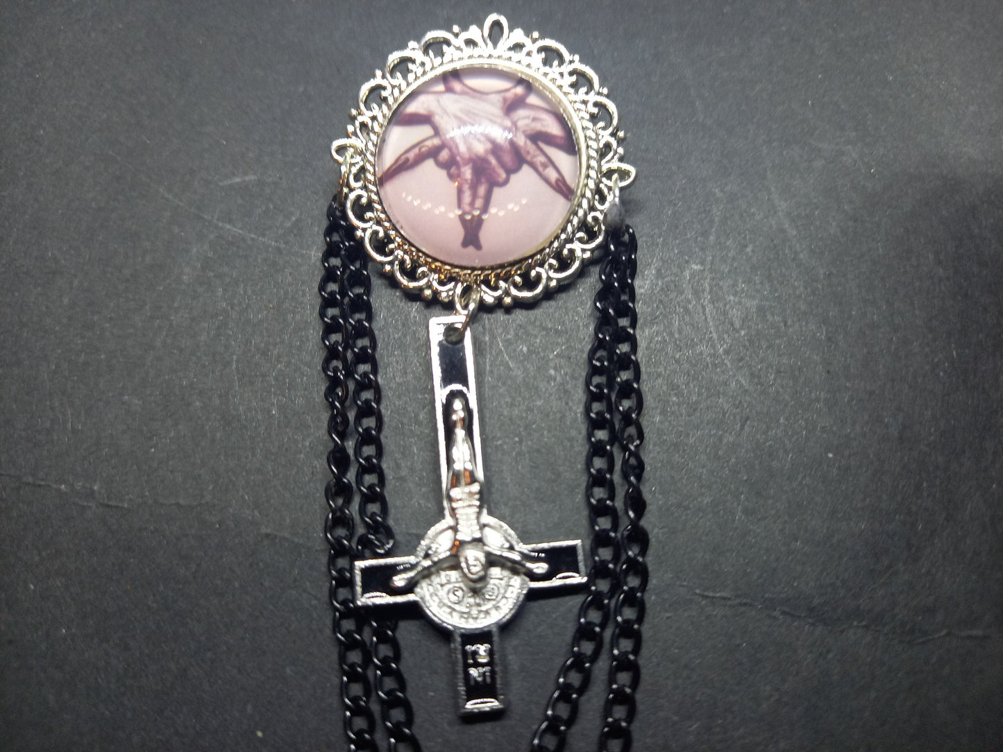 Oddity curiosity goth gothic witchy killstar magic magick occult occultist "Stylized Baphomet Hands" with chains and inverted crucifix