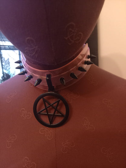 Killstar I-C Magic Spiked Pentagram Witchy Pastel  PINK Gothic Punk Choker